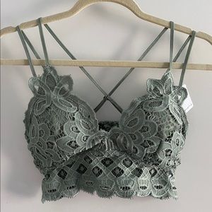 Anemone lace crochet bralette in Dusty Teal